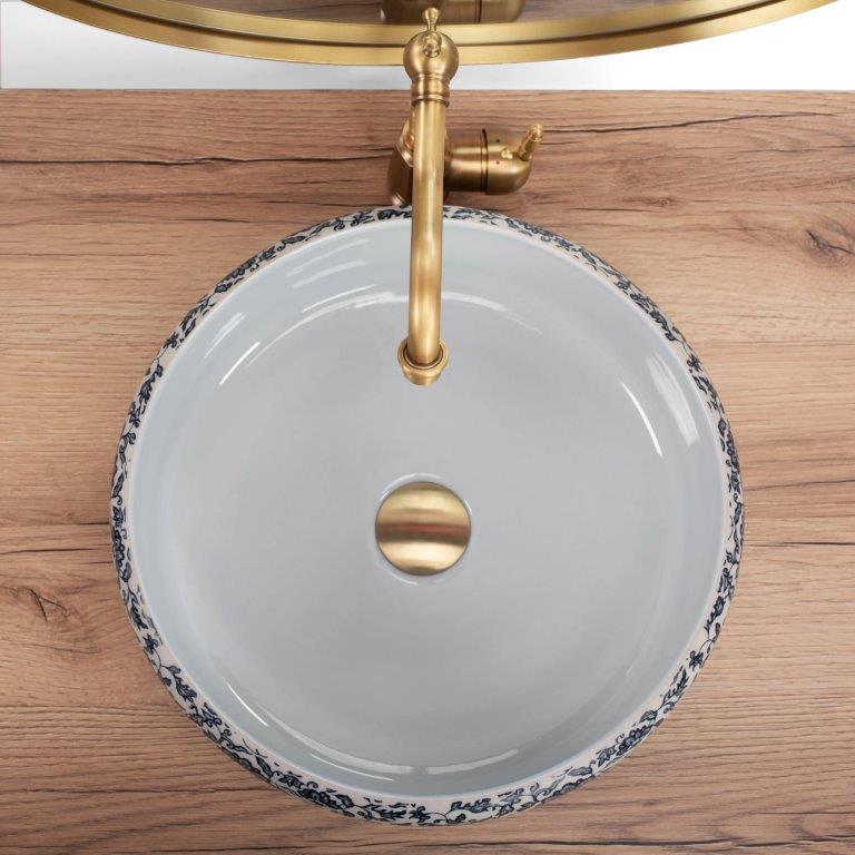 Νιπτήρας Επικαθήμενος Rea Florisa Dark Blue - Ø 40 cm